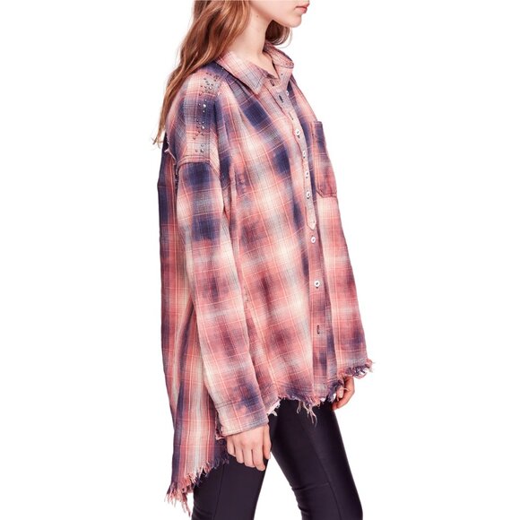 Free People, Take On Me Buttondown, Red, Size XS, NWT - Picture 2 of 6